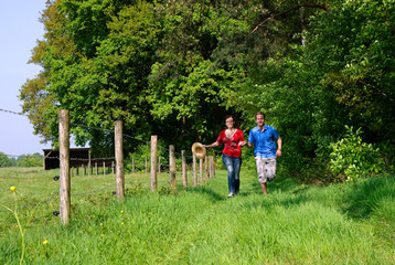 Fototapeta premium Couple love running nature