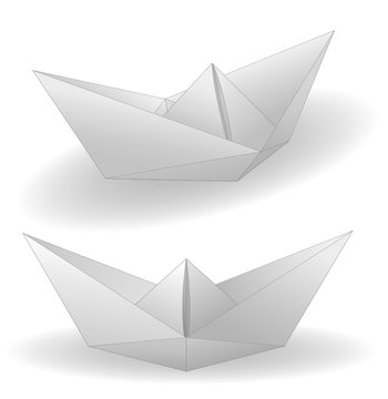 Two paper ships isolated on white