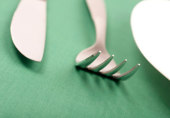 Plate, fork and knife
