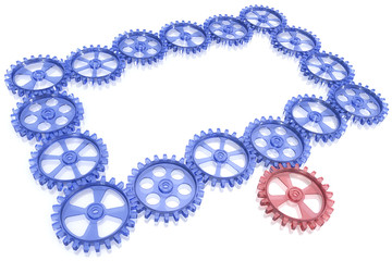 One gear rotate whole mechanism. Hi-res image.