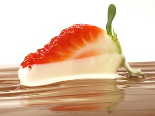 Erdbeere auf Schokolade