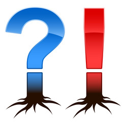 Question and exclamation mark with roots