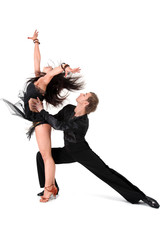 dancers in action isolated on white