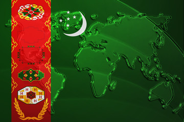 Flag of Turkmenistan metallic map