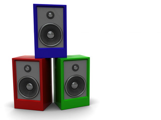 colorful audio speakers