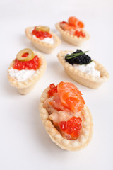 group of  five seafood canapes