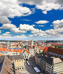 Fototapeta na wymiar The aerial view of Munich city cente