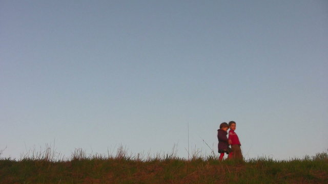 children on meadow