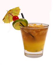 A Hawaiian Maitai cocktail made with rum and fruit juices
