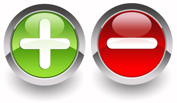 Add and subtract glossy icons