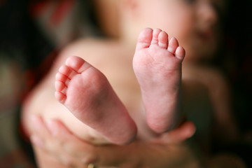 Fototapeta premium Father holding his child's feet