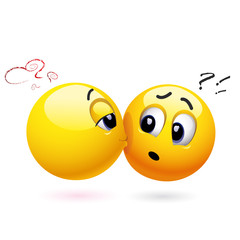 Smiling ball kissing another smiling ball