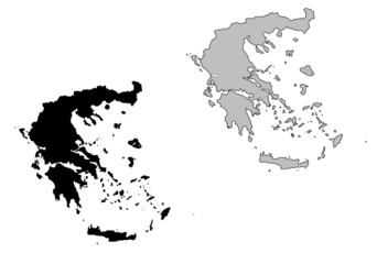 Greece map. Black and white. Mercator projection.