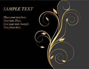 black and gold floral background