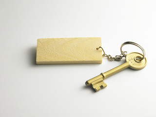 key with wooden key chain