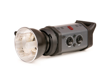 Studio strobe isolated on the white background