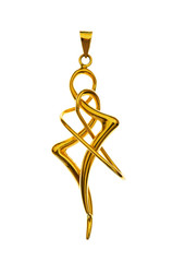 Golden pendant isolated on the white background