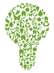 Light Bulb made up of Eco Symbols