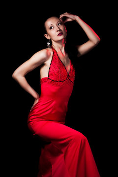 Lady In Red Evening Dress