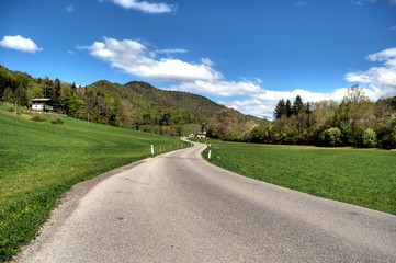 Strasse in die grünen Verge