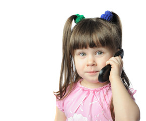little girl with a mobile phone