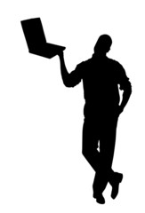 Male with laptop isolated