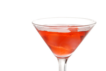 Closeup red martini with ice
