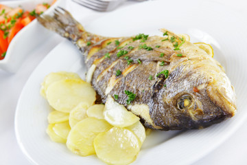 Roasted gilt-head sea bream with potato