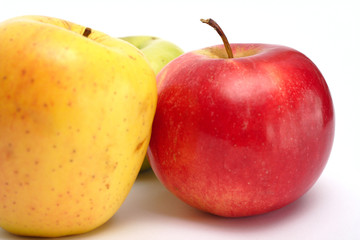 three multicolored apples