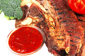 roast steak and vegetables