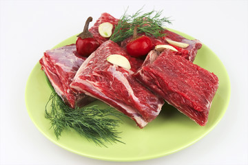 uncooked ribs on dish