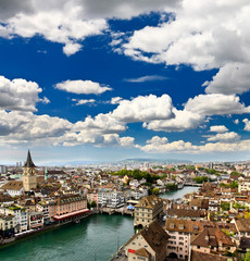 Fototapeta premium the aerial view of Zurich city