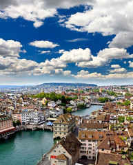 the aerial view of Zurich city - 13851994