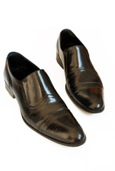 Pair of black leather shoes