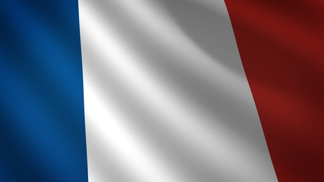 Bandera de Francia ondulante al viento. Bucle continuo