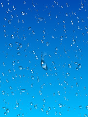 Water drops on blue background