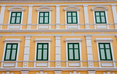Windows of old building, Bangkok, Thailand