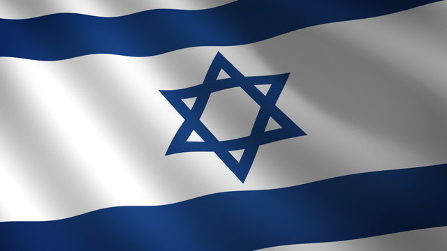Bandera de Israel ondulano al viento. bucle contínuo