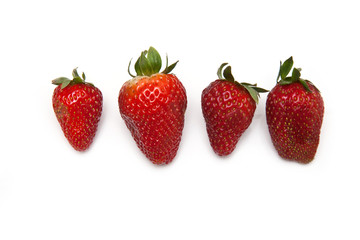 Strawberries isolated on a white background.