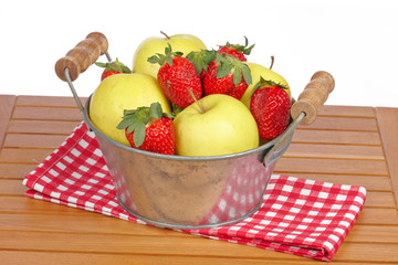 Bowl of strawberries and apples
