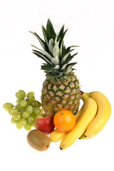 various fruits on white