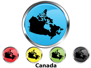 Fototapeta na wymiar Glossy vector map button of Canada