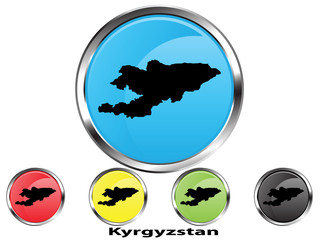 Glossy vector map button of Kyrgyzstan