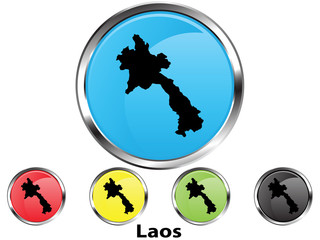 Glossy vector map button of Laos