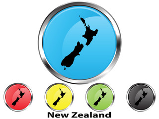 Glossy vector map button of New Zealand