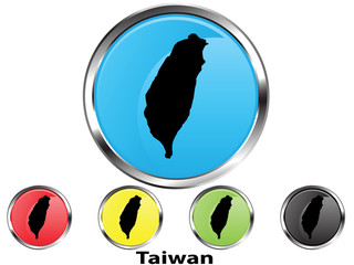 Glossy vector map button of Taiwan