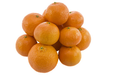 Heap of ripe fresh juicy tangerines isolated over white backgrou