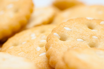 Sesame crackers macro view