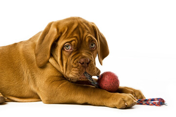 Dogue De Bordeaux puppy isolated on a white background