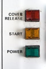 old control panel; red yellow green button;
